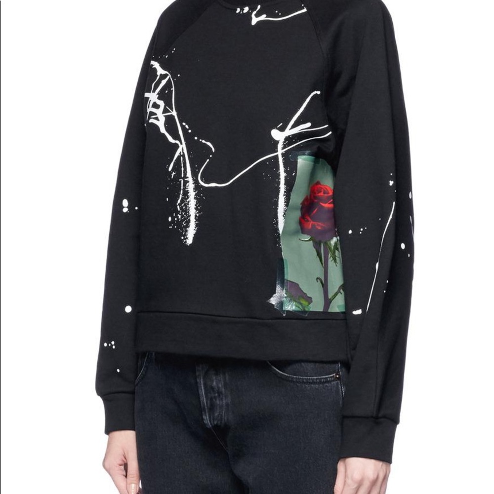 PROENZA SCHOULER rose print splatter sweatshirt S